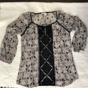 Anthropologie lace up blouse